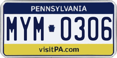 PA license plate MYM0306