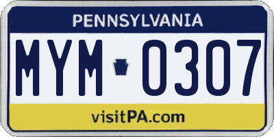 PA license plate MYM0307