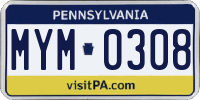 PA license plate MYM0308