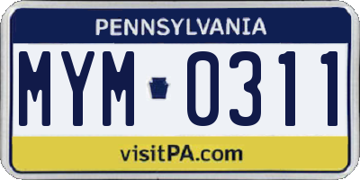 PA license plate MYM0311