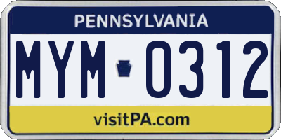 PA license plate MYM0312