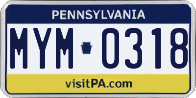 PA license plate MYM0318