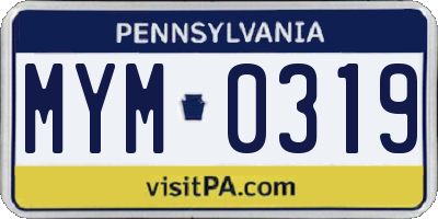 PA license plate MYM0319