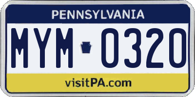 PA license plate MYM0320