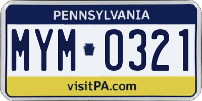 PA license plate MYM0321