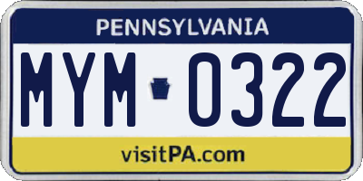 PA license plate MYM0322