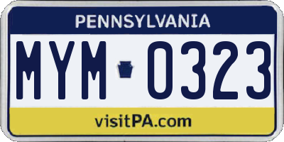 PA license plate MYM0323