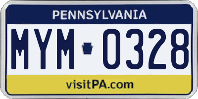 PA license plate MYM0328