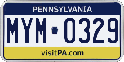 PA license plate MYM0329