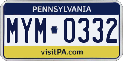 PA license plate MYM0332