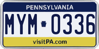 PA license plate MYM0336