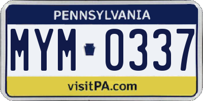 PA license plate MYM0337