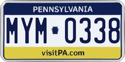PA license plate MYM0338
