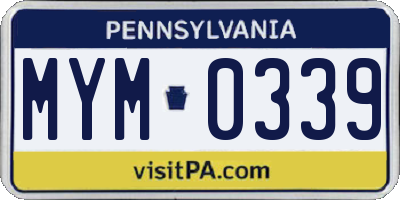 PA license plate MYM0339