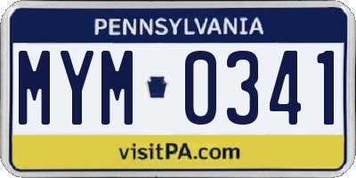 PA license plate MYM0341