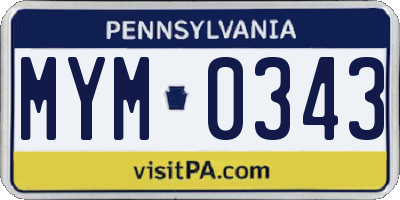 PA license plate MYM0343