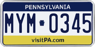 PA license plate MYM0345