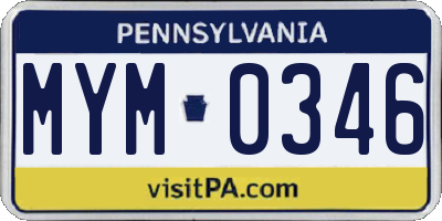 PA license plate MYM0346
