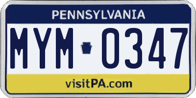 PA license plate MYM0347