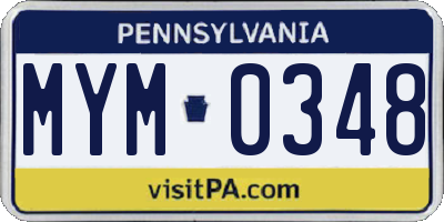 PA license plate MYM0348