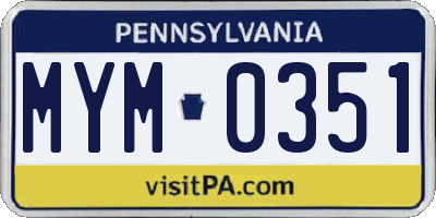 PA license plate MYM0351