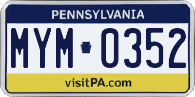 PA license plate MYM0352