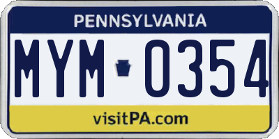 PA license plate MYM0354