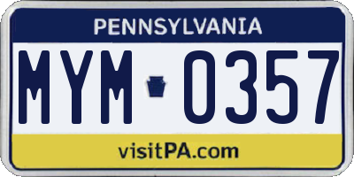 PA license plate MYM0357
