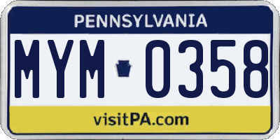 PA license plate MYM0358