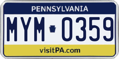 PA license plate MYM0359