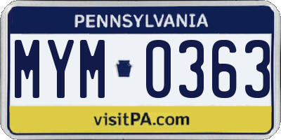 PA license plate MYM0363