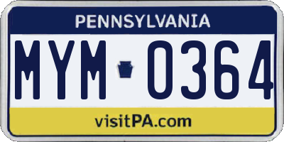 PA license plate MYM0364