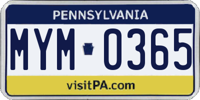 PA license plate MYM0365