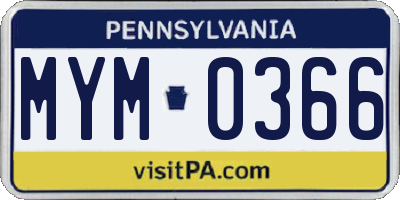 PA license plate MYM0366