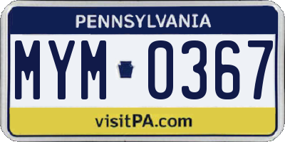 PA license plate MYM0367