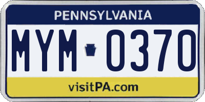 PA license plate MYM0370