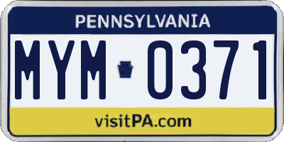 PA license plate MYM0371