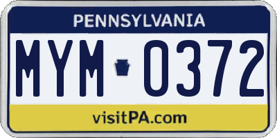 PA license plate MYM0372