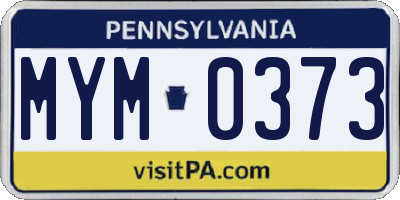PA license plate MYM0373