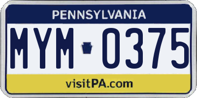 PA license plate MYM0375