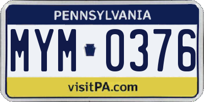PA license plate MYM0376