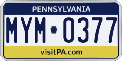 PA license plate MYM0377