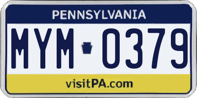 PA license plate MYM0379