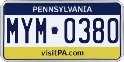 PA license plate MYM0380