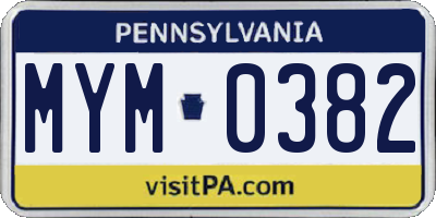 PA license plate MYM0382