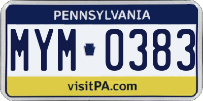 PA license plate MYM0383
