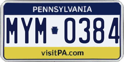PA license plate MYM0384