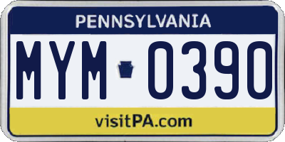 PA license plate MYM0390