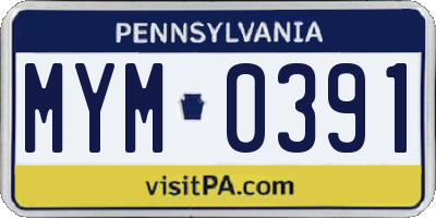 PA license plate MYM0391