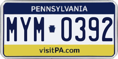 PA license plate MYM0392